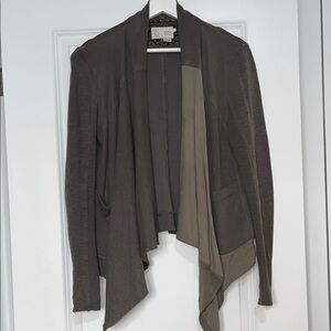 Green Draped Open Front Cardigan, S